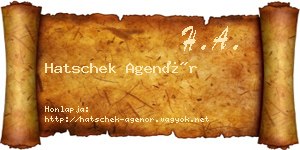 Hatschek Agenór névjegykártya
